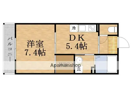 エステート旭(1DK/2階)の間取り写真