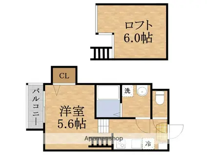 リバーサイドテラス中宮(1K/1階)の間取り写真
