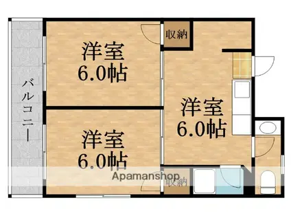 関目岡村マンション(2DK/4階)の間取り写真