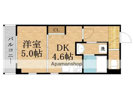 プレシャス中宮(1DK/3階)の間取り写真