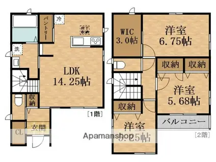 アナン中宮(3LDK/1階)の間取り写真