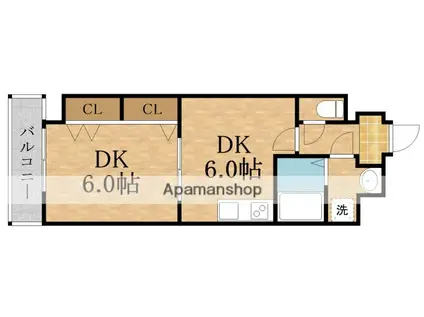 あいずわんⅡ(ワンルーム/2階)の間取り写真