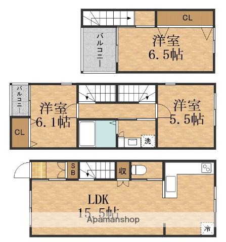CASA ASTERIA NOE(3LDK/1階)の間取り写真