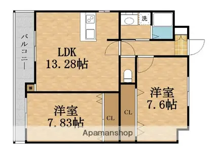 クレール新森(2LDK/3階)の間取り写真