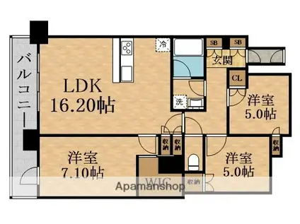 セントプレイスタワー(3LDK/25階)の間取り写真
