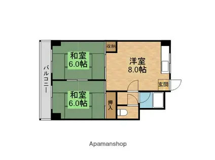 安井ビル(2DK/3階)の間取り写真