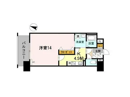 プリマクラッセ(1DK/10階)の間取り写真