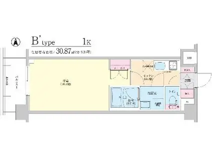 REーBE東三国(1K/7階)の間取り写真