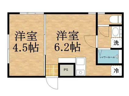 ラムールすみれ(1DK/2階)の間取り写真