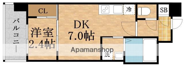 SERENITE NISHINAKAJIMA ARIA 弐番館(1DK/2階)の間取り写真