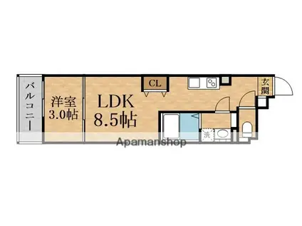 S-MOVE大阪鶴見(1LDK/2階)の間取り写真
