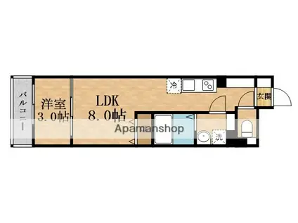 S-MOVE緑橋Ⅱ(1LDK/1階)の間取り写真