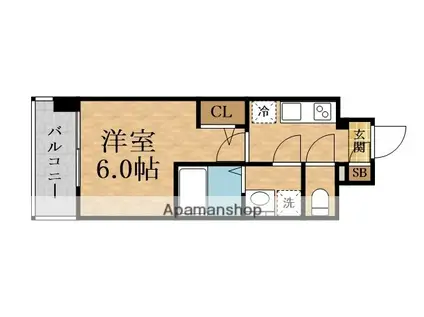 エスリード ザ・イーストレジデンス大阪城(1K/9階)の間取り写真