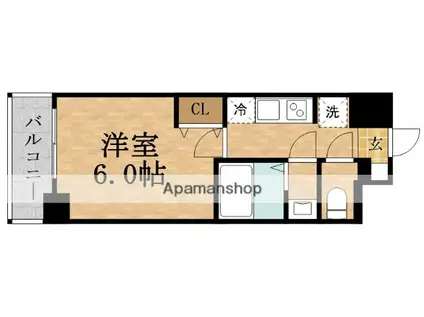 ワールドアイ大阪城イーストⅢ(1K/7階)の間取り写真