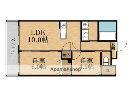 グランイニシオ都島(2LDK/4階)の間取り写真