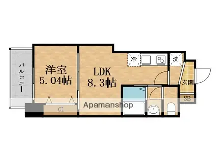 LUXE深江橋Ⅱ(1LDK/7階)の間取り写真