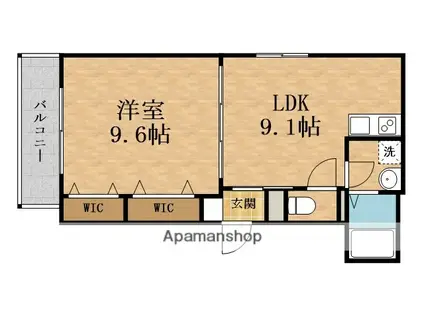 京橋オリエンタルキューブ(1LDK/3階)の間取り写真