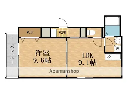 京橋オリエンタルキューブ(1LDK/3階)の間取り写真