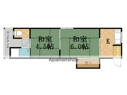 喜仙荘(2K/1階)の間取り写真