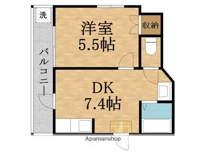 ワンウェーブ(1DK/4階)の間取り写真