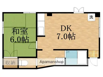 ワンウェーブ(1DK/4階)の間取り写真