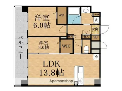 プレサンス東淀川駅前プローシェ(2LDK/15階)の間取り写真