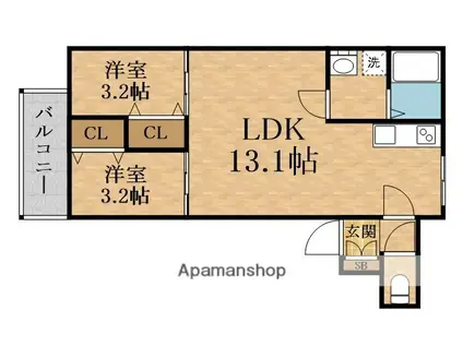 G.R.A.C.E(2LDK/4階)の間取り写真