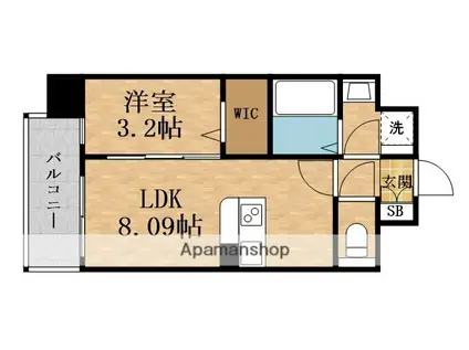 ALIVIS都島通(1LDK/1階)の間取り写真