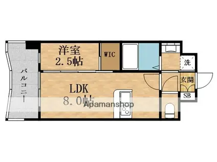 ALIVIS放出(1LDK/9階)の間取り写真