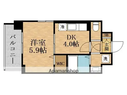 レジュールアッシュ緑橋駅前(1DK/9階)の間取り写真