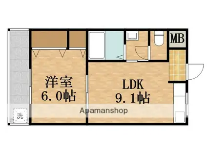 新成ハイツ(1LDK/4階)の間取り写真