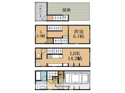 大阪メトロ御堂筋線 東三国駅 徒歩6分 3階建 築1年(1SLDK)の間取り写真