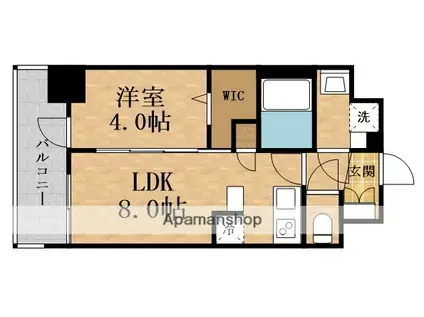 プランドール新北野(1LDK/10階)の間取り写真