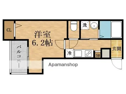ALEGRIA守口金下町(1K/1階)の間取り写真