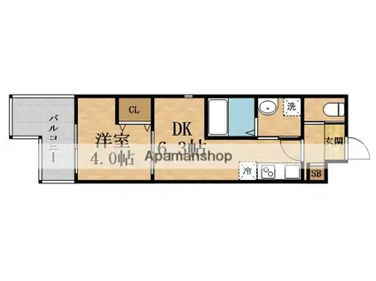 ALEGRIA守口金下町(1DK/2階)の間取り写真