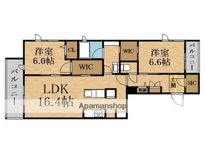シャーメゾンエム(2LDK/2階)の間取り写真
