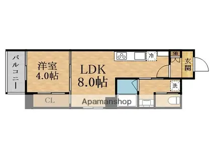 LUXE内代町(1LDK/6階)の間取り写真
