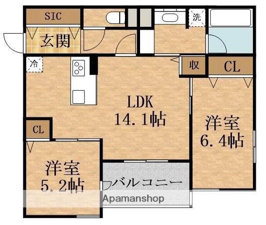 CLASHIST ZUIKO(2LDK/2階)の間取り写真