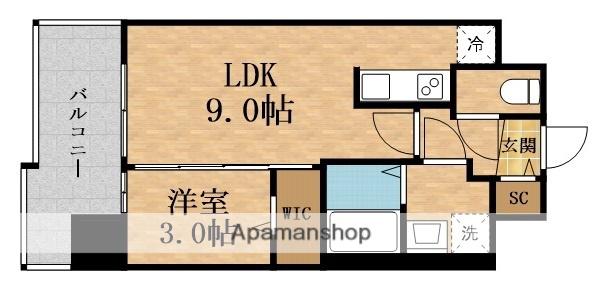 ATTIRANT NISHIMIKUNI(1LDK/12階)の間取り写真