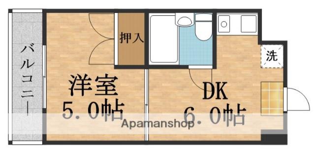 旭ハウス(1DK/3階)の間取り写真