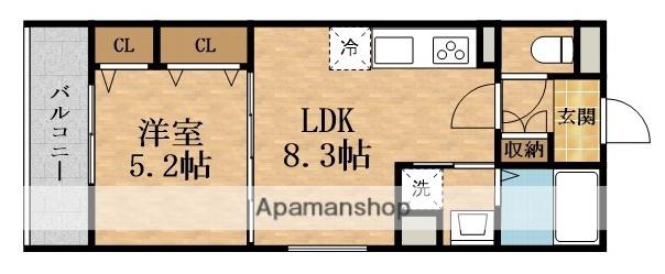 FORESTCREAR諸口(1LDK/1階)の間取り写真