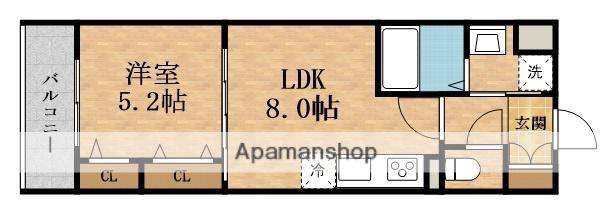 FORESTCREAR諸口(1LDK/1階)の間取り写真