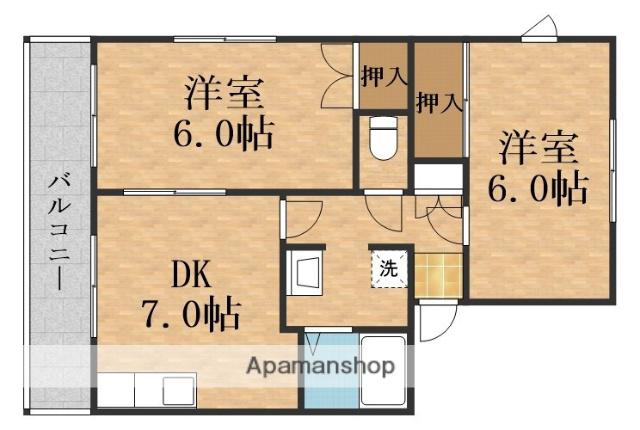 ハイツ215(2DK/1階)の間取り写真