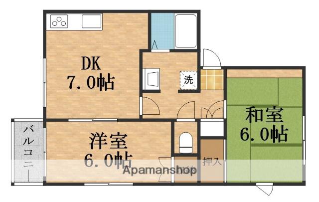 ハイツ215(2DK/2階)の間取り写真