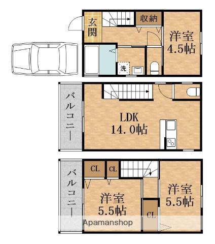 大阪メトロ谷町線 都島駅 徒歩6分 3階建 築16年(3LDK)の間取り写真