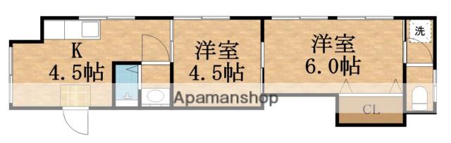 青山ヒルズB棟(2K/2階)の間取り写真