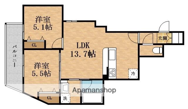 レグリア今里 ノース(2LDK/3階)の間取り写真