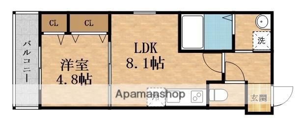 FUJI PALACE SHIGINOHIGASHI イースト(1LDK/3階)の間取り写真