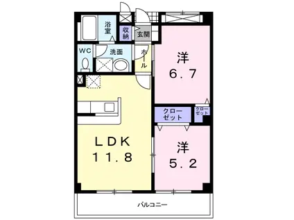 グレイス恵風(2LDK/5階)の間取り写真