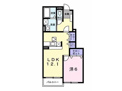 プリムローズTK B(1LDK/1階)の間取り写真